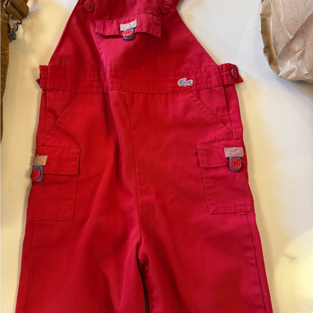 Vintage Lacoste red overalls.